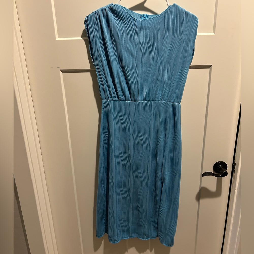 SHEIN Blue Pleated Midi Dress
